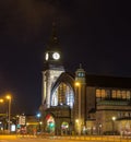 Night view of Hamburg main railway station Royalty Free Stock Photo
