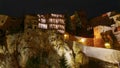 The famous hanging houses at night in Cuenca Royalty Free Stock Photo