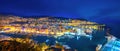 Night view of harbour and old port in Nice. France, Cote d`Azur, French Riviera Royalty Free Stock Photo