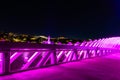 Night view of the Heartland of America Park at the Riverfront in Omaha Nebraska USA Royalty Free Stock Photo