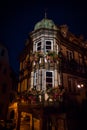 Night view of highlighted old house in Barr, Alsace