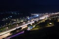 Night view of highway and overpass