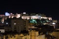 Night view of hill with PrinceÃ¢â¬â¢s Palace of Monaco Royalty Free Stock Photo