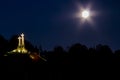 Night view of the Hill of the Three Crosses in Vilnius. Lithuania Royalty Free Stock Photo