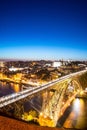 Night view of the historic city of Porto, Portugal with the Dom Royalty Free Stock Photo