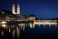 Night view of historic Zurich city center on summer, Canton of Zurich, Switzerland. Royalty Free Stock Photo