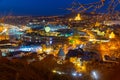 Night view of historical area of Tbilisi on Mtkvari River, Georgia Royalty Free Stock Photo