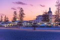 Night view of historical buildings in the center of Napier, New Zealand