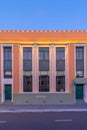 Night view of historical buildings in the center of Napier, New Zealand