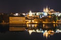 Night view of historical center of Prague with castle Royalty Free Stock Photo