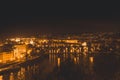 Night view of the historical part of Prague and bridges Royalty Free Stock Photo