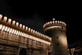 Night view of the historical Sforzesco Castle (Castello Sforzesco) in Milan, Italy Royalty Free Stock Photo