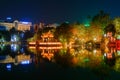 Night view of the Hoan Kiem Lake Lake of the Returned Sword