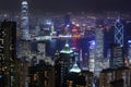 Night view of the Hong Kong skyline from Victoria Peak Royalty Free Stock Photo