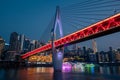 Amazing night view of Qiansimen Bridge, Hongyadong and World Financial Center , Chongqing, China Royalty Free Stock Photo