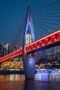 Amazing night view of Qiansimen Bridge, Hongyadong and World Financial Center , Chongqing, China Royalty Free Stock Photo