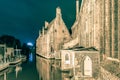 Night view Hospital of St John, Bruges, Belgium. Royalty Free Stock Photo