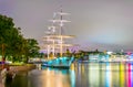 Night view of the Hostel ship Af Chapman situated in Stockholm, Sweden....IMAGE