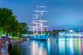 Night view of the Hostel ship Af Chapman situated in Stockholm, Sweden....IMAGE