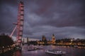 Night view of London Eye and Big Ben Royalty Free Stock Photo