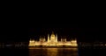 Night view of the Hungarian Parliament in Budapest, Hungary. Royalty Free Stock Photo
