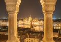 Night view of the Hungarian Parliament Building on the bank of the Danube in Budapest, Hungary Royalty Free Stock Photo