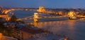 Night view Hungarian Parliament and Budapest Chain Bridge Royalty Free Stock Photo