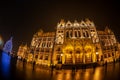 Night view of Hungarian Parliament Building Royalty Free Stock Photo