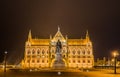 Night view of the Hungarian Parliament Building in Budapest, Hungary. Royalty Free Stock Photo