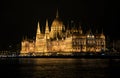 Night view of the Hungarian Parliament in Budapest, Hungary. Royalty Free Stock Photo