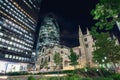 30st Mary Axe Building in London at Night Royalty Free Stock Photo