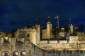 Night view of the iconic landmark, Tower of London, United Kingdom Royalty Free Stock Photo