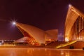 Night view of Iconic Sydney Opera House Bennelong Restaurant - Sydney Opera House Sydney New South Wales Australia Royalty Free Stock Photo