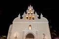 Night view of Iglesia de Santiago church in Merida, Mexi