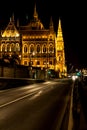 Night view of the illuminated building of the hungarian parliament in budapest Royalty Free Stock Photo