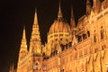 Night view of the illuminated building of the hungarian parliament in budapest Royalty Free Stock Photo