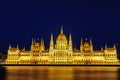 Night view of the illuminated building of the Hungarian Parliament in Budapest. Royalty Free Stock Photo