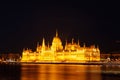 Night view of the illuminated building of the Hungarian Parliament in Budapest. Royalty Free Stock Photo