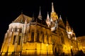 Night view of illuminated Matthias Church. Budapest, Hungary, Eastern Europe Royalty Free Stock Photo