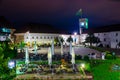 night view of the illuminated courtyard of the castle in the slovenian capital ljubljana...IMAGE