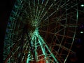 Night view of illuminated ferris wheel in Mtatsminda amusement park. Royalty Free Stock Photo