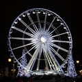 Night view of the illuminated ferris wheel on Place de la Concorde in Paris Royalty Free Stock Photo