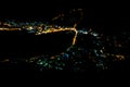 Night view of illuminated Kotor city at Boka Kotorska Bay from Vrmac mountain. Adriatic Sea. Dalmatia. Balkan. Montenegro Royalty Free Stock Photo