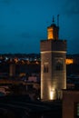 Night view of a illuminated mosque in the old city of Fez Royalty Free Stock Photo