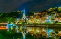 Night view of illuminated Saint Georges church in Lyon, France Royalty Free Stock Photo