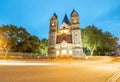 Night street view in Metz city, France