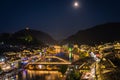 Night view of illuminated Xueqiao Snow Bridge in Feng huang