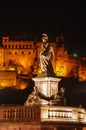 Night view with illumination of old bridge, downtown and castle Royalty Free Stock Photo