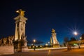 Night view on iluminated bridge in Paris France Royalty Free Stock Photo