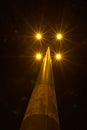 Night view of an iluminated street pole